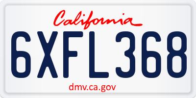 CA license plate 6XFL368