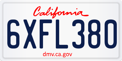 CA license plate 6XFL380