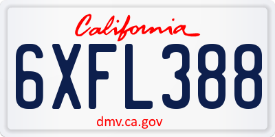 CA license plate 6XFL388