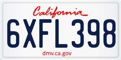 CA license plate 6XFL398