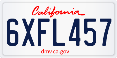 CA license plate 6XFL457