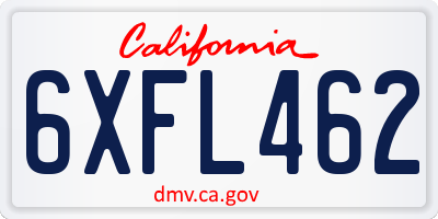 CA license plate 6XFL462