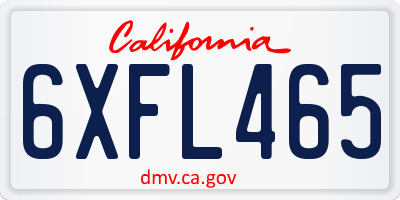 CA license plate 6XFL465