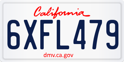 CA license plate 6XFL479