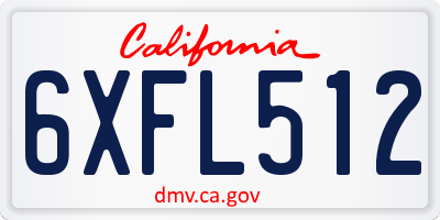 CA license plate 6XFL512