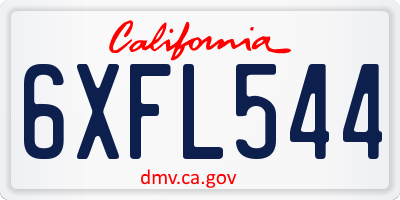 CA license plate 6XFL544