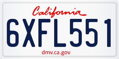 CA license plate 6XFL551