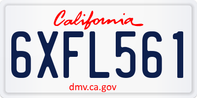 CA license plate 6XFL561