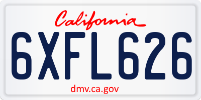 CA license plate 6XFL626