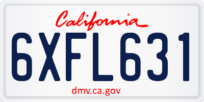 CA license plate 6XFL631