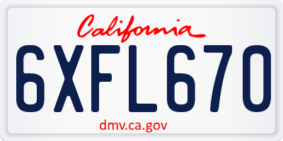 CA license plate 6XFL670