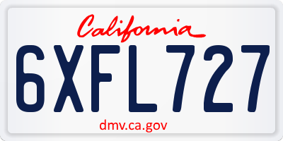 CA license plate 6XFL727