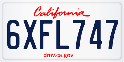 CA license plate 6XFL747