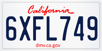 CA license plate 6XFL749