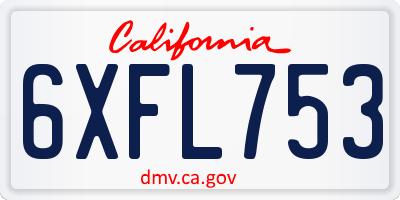 CA license plate 6XFL753