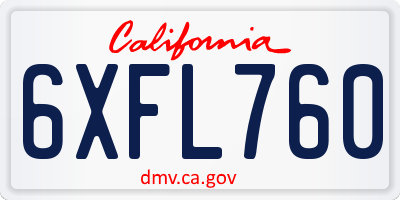 CA license plate 6XFL760