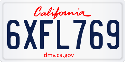 CA license plate 6XFL769