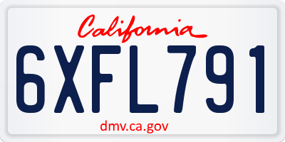 CA license plate 6XFL791