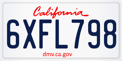 CA license plate 6XFL798