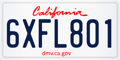 CA license plate 6XFL801