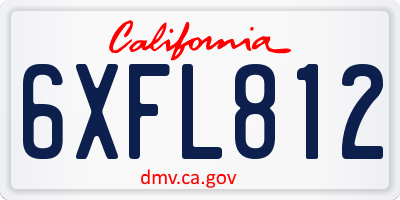 CA license plate 6XFL812