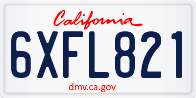CA license plate 6XFL821