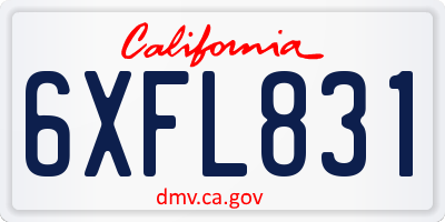 CA license plate 6XFL831