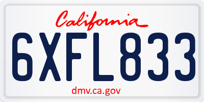 CA license plate 6XFL833