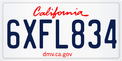 CA license plate 6XFL834
