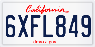 CA license plate 6XFL849
