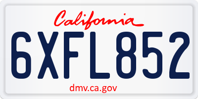 CA license plate 6XFL852