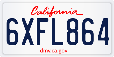 CA license plate 6XFL864