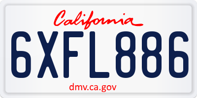 CA license plate 6XFL886