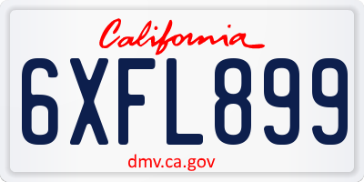 CA license plate 6XFL899