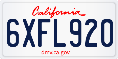 CA license plate 6XFL920