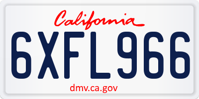 CA license plate 6XFL966