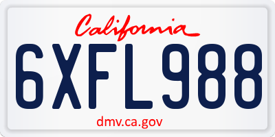 CA license plate 6XFL988