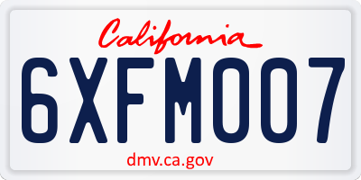 CA license plate 6XFM007