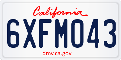 CA license plate 6XFM043