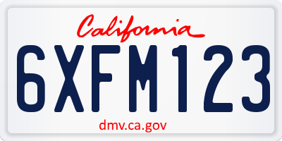 CA license plate 6XFM123