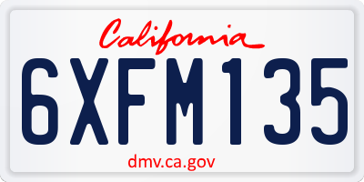 CA license plate 6XFM135