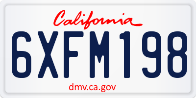 CA license plate 6XFM198