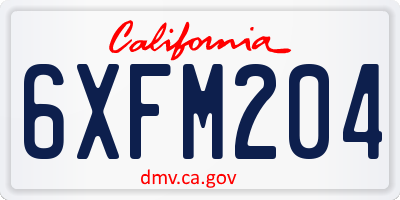 CA license plate 6XFM204