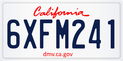 CA license plate 6XFM241