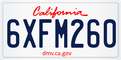 CA license plate 6XFM260