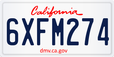CA license plate 6XFM274