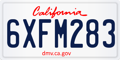 CA license plate 6XFM283