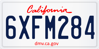 CA license plate 6XFM284