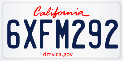 CA license plate 6XFM292