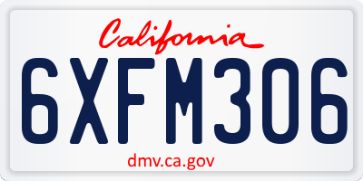CA license plate 6XFM306